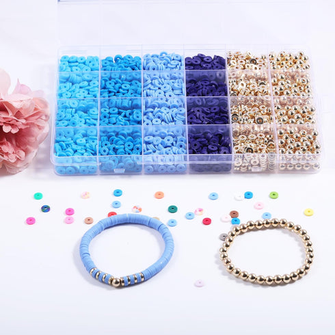 3020pcs Clay Beads for Bracelet Making, 4 Colors Clay Beads for Jewelry Making Supplies Charm Friendship Bracelet Kit with Gold Beads for Jewelry ...