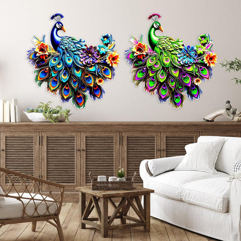 ikasus Metal Peacock Bird Wall Art Bird Wall Decor Outdoor Wall art Suitable for Outdoor Garden Fence Outdoor Crafts Iron Wall Decorations, Blue...