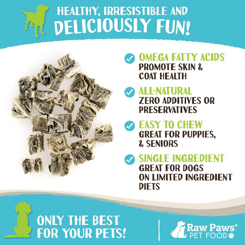 Raw Paws Cod Skin Cubes for Dogs, 5-oz – Cod Skins for Dogs - Fish Skins for Dogs - Fish Skin Chews for Dogs - Cod Skin Dog Treats - Cod Treats fo...