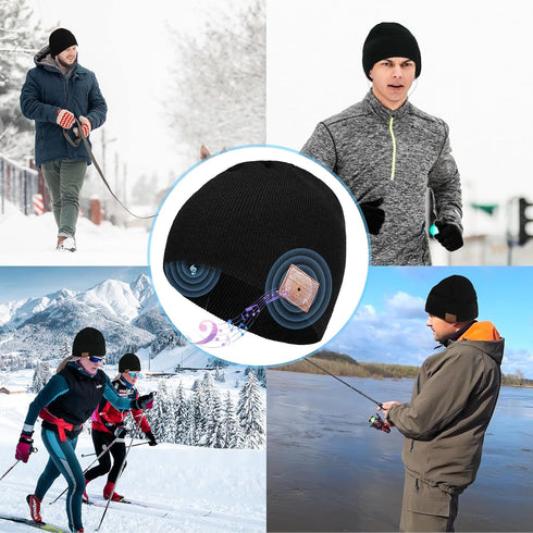 Bluetooth Beanie for Men, Bluetooth Hat Beanie with Headphones, Winter Knit Music Hat Beanie, Things for Men, Xmas Gifts for Men Women Dad Husband...