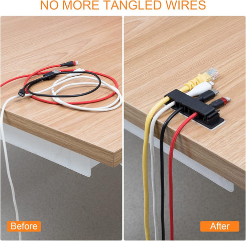 OIIKI Cable Organizer Cord Management for Desk 6 packs, Self Adhesive Cord Holders Cable Clips Wire Organizer for Phone Computer Appliances Charge...