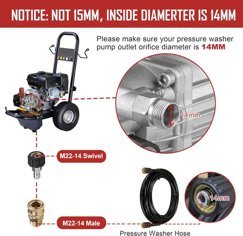 Pressure Washer Adapter Set, Quick Disconnect Kit, M22 Swivel to 3/8'' Quick Connect, 3/4" to Quick Release, M22 to M22 Convert...
