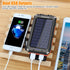 Solar Charger, 20000mAh Portable Outdoor Waterproof Solar Power Bank, Camping External Backup Battery Pack Dual 5V USB Ports Output, 2 Led Light F...