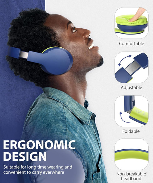 rockpapa E7 Over Ear Wireless Bluetooth Headphones with Mic Include Travel Case, Foldable Wired/Wireless Headphones with Microphone for Kids Child...