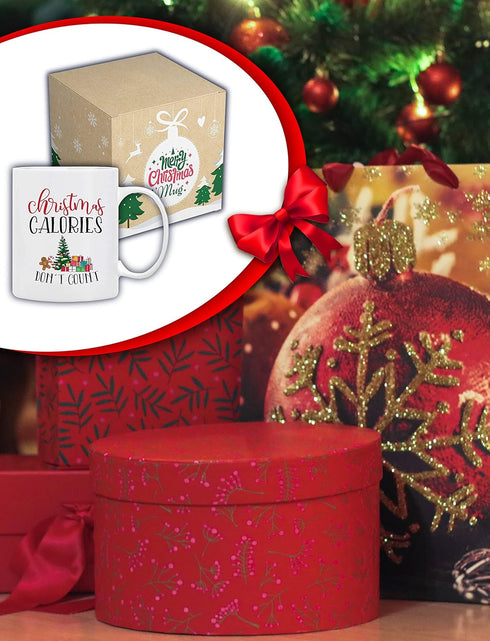 BLUE RIBBON Christmas Coffee Mug, '' Christmas Calories Don't Count'', in Decorative Box,11 Oz...
