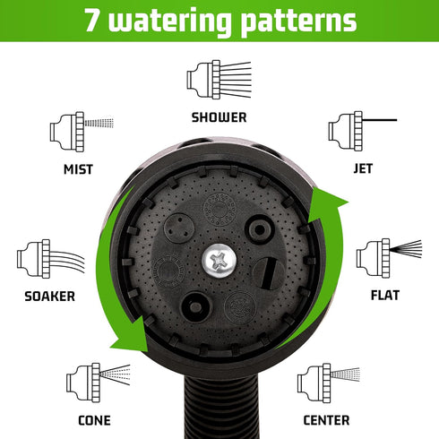 NEXCOVER Garden Hose Nozzle Sprayer - 7 Adjustable Watering Patterns Nozzle for Water Hose, Non-Slip Garden Spray Nozzle for Car Washing, Watering...
