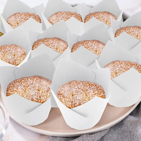 Jutom 200 Pack Tulip Cupcake Liners Paper Baking Cups Greaseproof Muffin Liners Grease Resistant Cupcake Wrappers for Weddings Birthday Cake Balls...