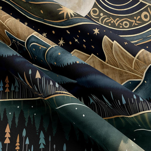 Tapzen Mountain Forest Tapestry Boho Landscape Moon Stars Tapestry for Bedroom Aesthetic Nature Tapestry Wall Hanging Trees Wall Tapestry for Bedr...
