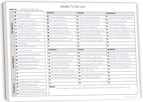 Weekly To Do List Notepad, 60 Page Task Planning Pad w/Daily Checklist, Priority Todo Checkbox & Notes. Desk Notebook to Organize Office 11 X 8.5...