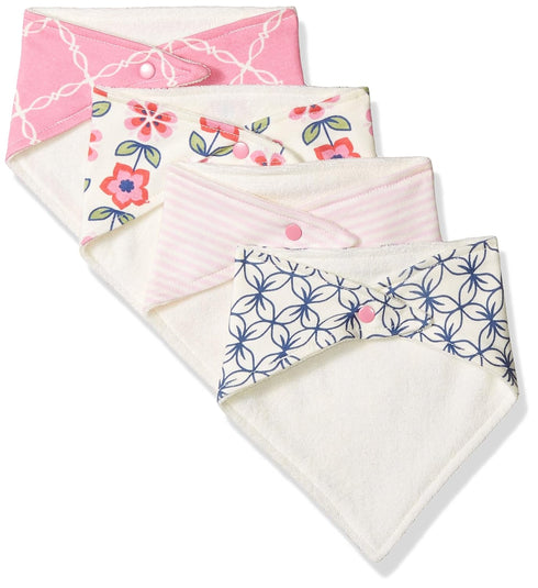 Touched by Nature Unisex Baby Organic Cotton Bandana Bibs, Flower, One Size...