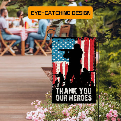 Memorial Day Garden Flag, Double Sided Outdoor 12x18 Inch Yard Decor American Soldier Patriotic 4th of July Decorations for Outside...