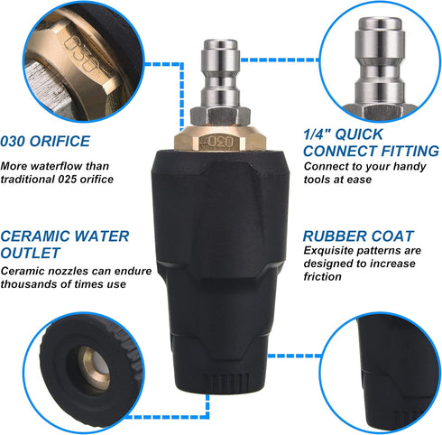 PWACCS Pressure Washer Nozzle Tips Full Set, 3600 PSI Rotating Turbo Nozzle for Power Washer 3.0 GPM, 7 Spray Nozzle Tips Kit with a Nozzle Holder...