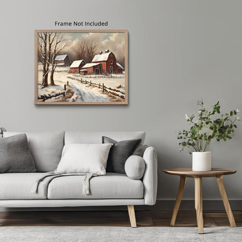 Posterizer 1 pcs-old farm house in snowy winter nature-in oil painting style-2-Landscape & Nature Art-Living Room Bedroom Decor- unframed wall art...