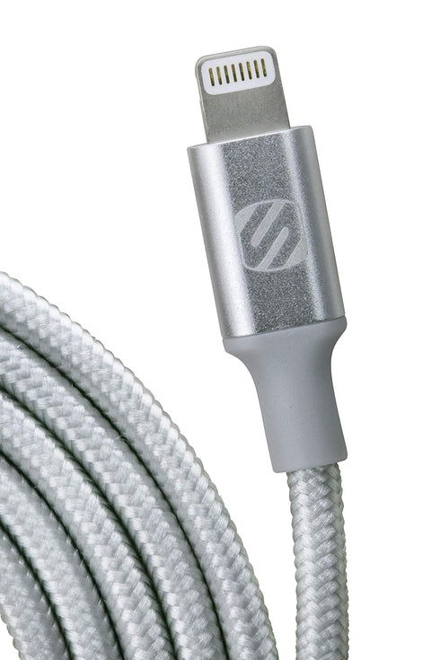 Scosche I3B4SR STRIKELINE Premium MFi Certified Lightning Charge & Sync Braided Cable for All Lightning Devices 4-ft. Silver...