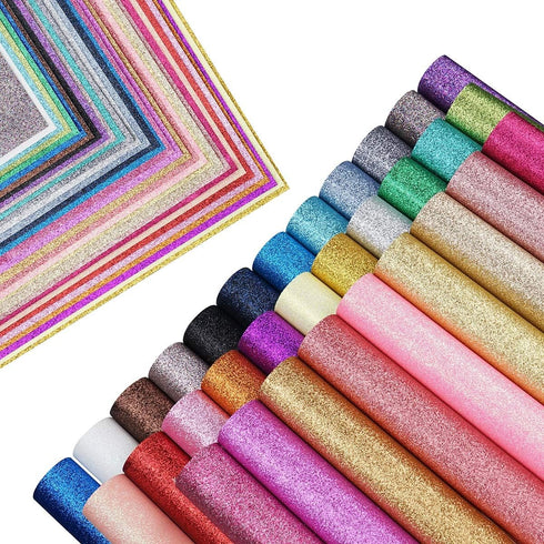 32 Colors 8X6 Inches Glitter Faux Leather Fabric Sheets for Leather Bows, Earring, Jewelry Making, Sewing, Shoe Making and Craft Making...