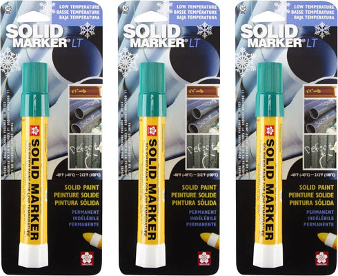 SAKURA Solid Paint Markers with Twist Up Tip - Low Temperature Permanent Marker Pens - Window, Wood, & Glass Marker - Green Paint - 3 Pack...