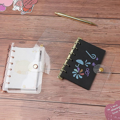 A7 Soft PVC Binder Cover Glitter Golden Refillable Budget Binder 6-Holes Loose Leaf Notebook Binders Round Ring Personal Planner Pages Protectors ...