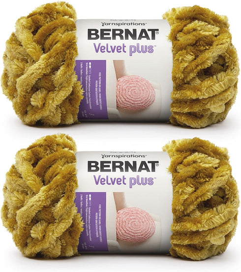 Bernat Velvet Plus Golden Moss Yarn - 2 Pack of 300g/10.5oz - Polyester - 6 Super Bulky - Knitting/Crochet......