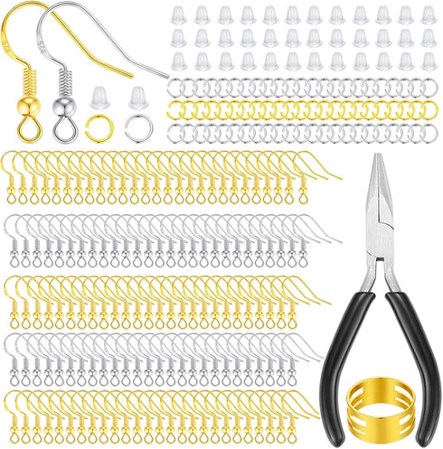 MAIBAOTA Earring Hooks for Jewelry Making, 602 Pcs Earring Making Supplies, 925 Silver and Gold Plated Earring Making Kit, Earring Findings, Jump ...