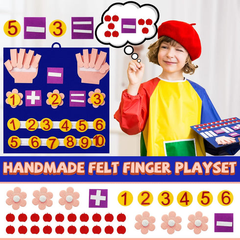2 Handmade Felt Finger Toy Set Felt Math Toys Number Learning Counting Finger Boards Kindergarten Math Games Early Learning Toys Addition Subtract...