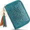 APHISON RFID Credit Card Holder Zipper Card Case Keychain Small Wallet for Women 1927 PEACOCK-BLUE...