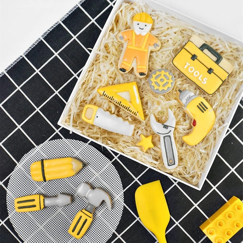 Mini Construction Tools Cookie Cutters Set of 9 pcs, Stainless Steel Mini Hardware Tools Series Shaped Fondant Baking Molds For Father's Day...