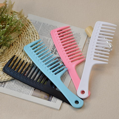 4PCS Wide Tooth Comb, Large Hair Detangling Comb Styling Comb, Professional Women Hair Care Handgrip Comb for Curly, Wet, Long Hair (Black & Blue)...