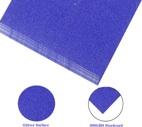 10 Pieces Navy Blue Glitter Cardstock Premium Construction Paper for Grad Caps Decorations, Crafts and DIY Scrapbook Supplies, 10 x 10 Inch, 300 G...