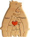 Personalized Bear Family Wooden Art Puzzle, Wooden Bear Jigsaw Puzzle with Heart Loving Family Bear Sculpture Decorative House Warming Wood Birthd...