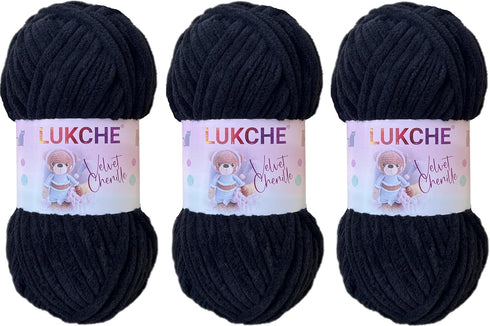Black Soft Velvet Yarn Chenille Yarn for Crocheting Super Bulky 100g (3.53 Oz), (75.4 yds) Baby Blanket Yarn for Knitting Amigurumi Yarn Fancy Yar...
