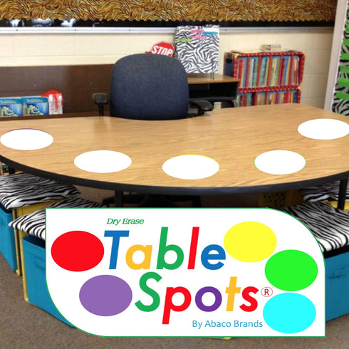 Table Spots Dry Erase Dots for Classroom Tables | Premium Vinyl No Staining! No Shadowing! 10 Pack, Large 12" Circles, White, Whiteboard...