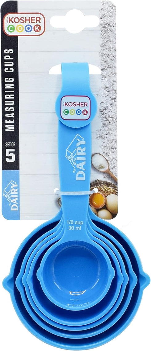 Dairy Blue Measuring Cups - 5 Piece Set for Precise Cooking and Baking - Stackable Nesting Design - Color Coded Kitchen Tools by The Kosher Cook...