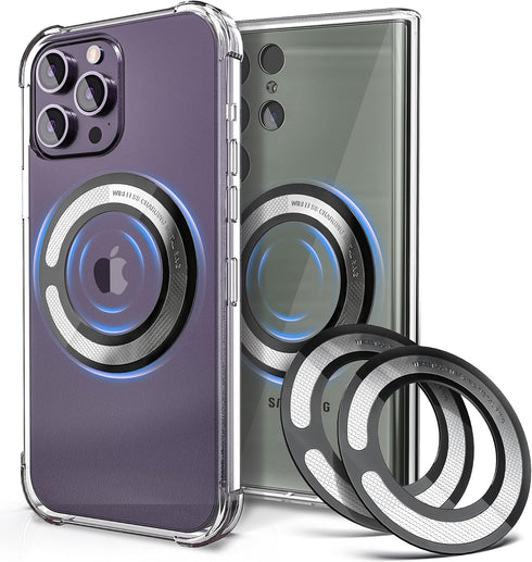 4PCS Magsafe Ring for Magsafe, Magnet Adapter, Magsafe Sticker with 3M Adhesive, Black Metal Loop for Wireless Charger/Card Wallet/Car Mount/Batte...