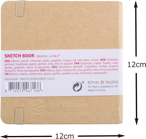 Tarens T9314-434M 452361 Art Creations Sketchbook, Drawing Notebook, 4.7 x 4.7 inches (12 x 12 cm), Kraft Paper...