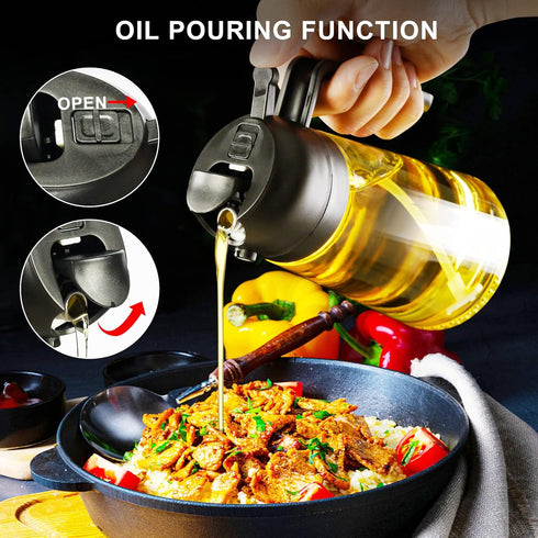 PARACITY Oil Dispenser Bottle for Kitchen, 2 in 1 Olive Oil Sprayer and Oil Dispenser, Oil Spray Bottle 500ML/ 17OZ for Cooking, Kitchen, BBQ, Air...