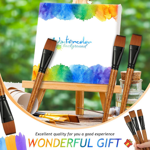 6 Pcs Flat Paint Brushes 1 Inch Watercolor Acrylic Paint Brush Synthetic Nylon Craft Artist Brushes for Painting Oil Fine Crafts Face Body Art Pai...