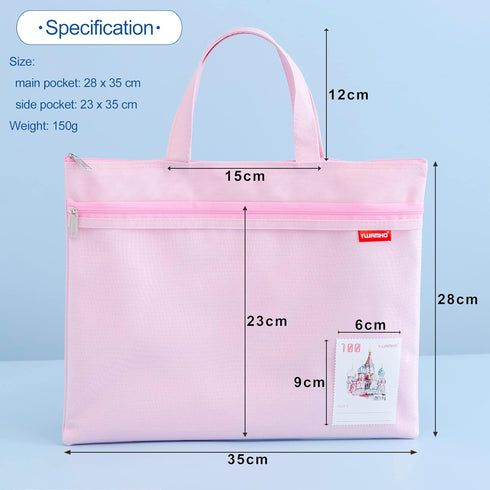 pendancy Mesh Zipper Pouch 11x13.7 in, Large Double Pocket Waterproof File Bag with Handle, A4 Size Foldable Document Storage for Puzzle Project/C...