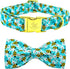 Elegant little tail Dog Collar, Blue Bees Print Dog Collar with Bow Tie Summer Dog Collar Pet Collar Boy Girl Cute Bowtie Collar Dog for Small Med...