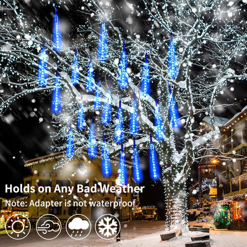 JJGoo Christmas Lights Meteor Shower Rain Lights, 10 Tube 12 inch 240 LEDs Icicle Lights Outdoor Raindrop Lights for Xmas Halloween Wedding Party ...
