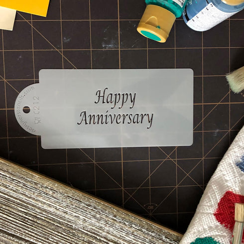 Designer Stencil Happy Anniversary Business Card Cookie Stencil, Beige/semi-transparent...