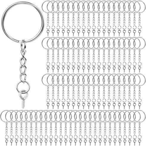Keychain Rings for Crafts, Flasoo 360Pcs Keychains for Resin Include Key Rings with Chain, Jump Rings, Screw Eye Pins for DIY Keychain Making...