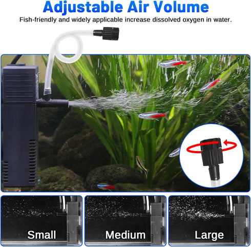 Aquarium Filter Small Betta Fish Tank Water Filter for 5-15 Gallon Fish Turtle Shrimp Tank Submersible Aquarium Internal Filter 4-in-1 Adjustable ...