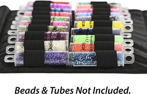 The Beadsmith Bead Tube Tower – Storage Unit – 8 x 16 inches, Folds Easily for Storage or Travel – Holds Large and Small Bead Tubes – Clear Zipper...