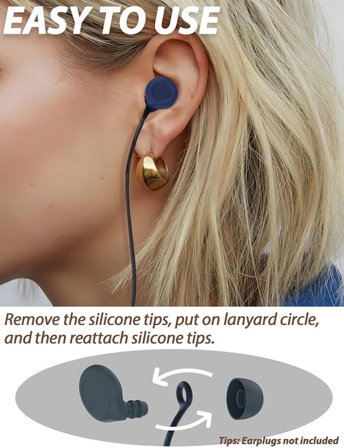 HALLEAST Earplugs Cord, Anti-Lost Earplug Lanyard Neckband, Safety Connector Strap, Black...