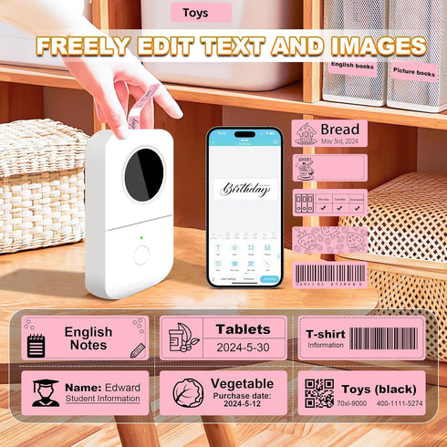 PARLAIM Printing Label Stickers 130pcs 14X50mm (1/2"X1 7/8") Self Adhesive Thermal Label Tape in Dispenser Box Compatible with D30 Labels Maker fo...