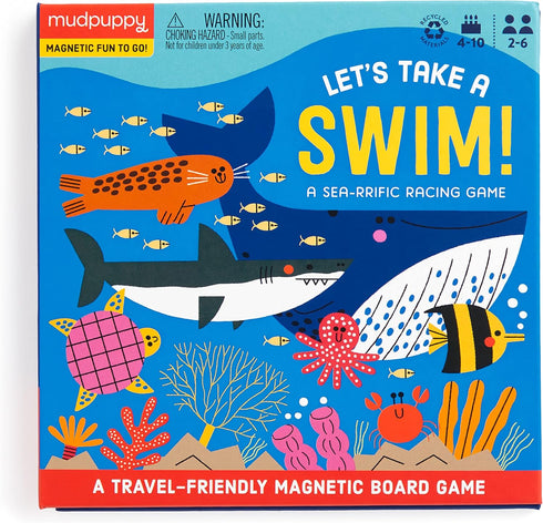 Mudpuppy Let’s Take A Swim – Magnetic Racing Game with Travel Friendly Tri-Fold Board for Children Ages 4-10, 2-6 Players...