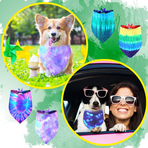 30 Pcs Tie Dye Dog Bandanas Bulk for Dogs Spring Dog Bandana Rainbow Spiral Cat Dog Scarf Colorful Washable Triangle Pet Kerchief Cute Dog Bib for...