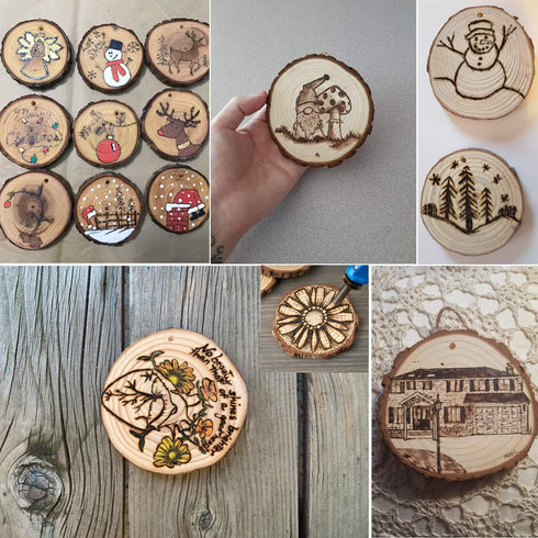 5ARTH Natural Wood Slices - 20 Pcs 3.5-4.0 inches Craft Unfinished Wood kit Predrilled with Hole Wooden Circles for Arts Wood Slices Christmas Orn...