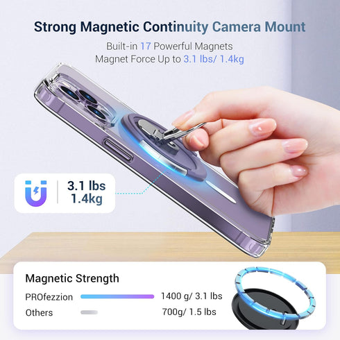 PROfezzion Continuity Camera Mount with for MacBook Laptops, Strong Magnetic Phone Holder for iPhone 15 14 13 12 Series, Phone Webcam Mount for iO...