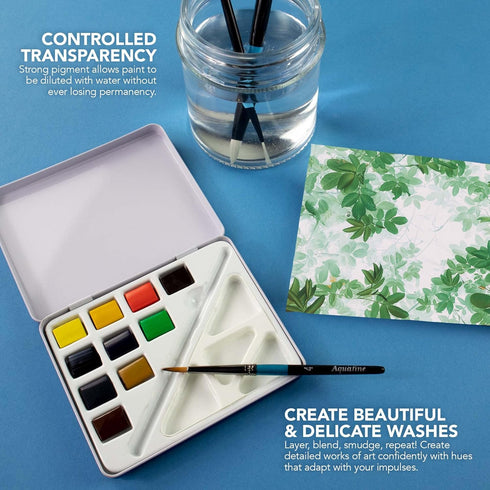 Daler Rowney Mini Half Pan Travel Tin, 12 Piece Set, Colors May Vary...